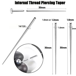 Surgical Steel 14/16/18G Insertion Pin Taper for Threadless Jewelry Nostril Piercing Taper Push in Earrings Body Piercings Tool