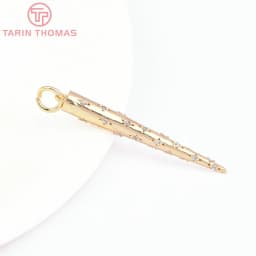 (7917) 2PCS 24K Gold Color Brass with Zircon Conical Pendants High Quality DIY Jewelry Making Findings Accessories Wholesales