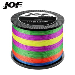 JOF 4 Strands Braided PE Fishing Line 300M 500M 1000M Fly Wire Multifilament Carp Wire Japan Multicolor Sea Line Super Strong