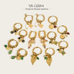 YACHAN Stainless Steel 18K Gold PVD Plated Hoop Earrings for Women 2023 Trendy Natural Stone Charms Drop Earring Jewelry Gift
