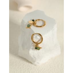 YACHAN Stainless Steel 18K Gold PVD Plated Hoop Earrings for Women 2023 Trendy Natural Stone Charms Drop Earring Jewelry Gift