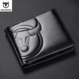 BULLCAPTAIN Fashion Big Logo Man Wallet High Quality RFID Wallet Coin Purse Compact Mini Card Holder Genuine Leather