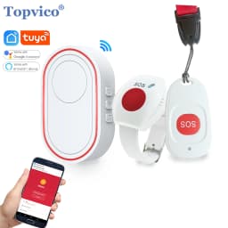 Topvico Tuya Emergency Panic Button WIFI for Elderly Alarm SOS Bracelet Wireless Caregiver Pager Watch Call Senior Fall Alert