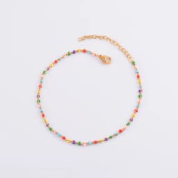 Stainless Steel Gold Plated Beads Chain Necklace for Women Choker Colored Enamel Bracelets Anklet Trend Waterproof Jewelry