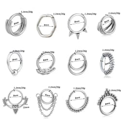 Titanium Steel Nose Ring Nase Septum Piercing Ring Leaf Chain Beads For Women Men Cartilage Earring Stud Piercing Gothic Jewelry