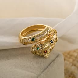 NEWBUY High Quality Fashion Statement Big Animal Ring For Women Girl Party Jewelry Gold Color Zircon Leopard Open Ring Wholesale