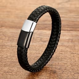 Red Black Classic Men's Leather Bracelets Charm Design Stainless Steel Magnet Bangles For Women Friendship Couple Jewelry Gifts