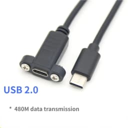 USB C Female to USB-C Male Extending Wire Extender Data Cord USB 3.1 Type C Extension Cable with Panel Mount Screw,