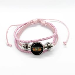 Latest Guns N Roses Rock Band Bracelet Punk Guns and Roses Band Logo Print Glass Gem Handmade Multilayer Braided Bangle Gift