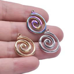 6Pcs/Lot Stainless Steel Round Vortex Sea Conch Shell Charms Spiral Swirl Pendant подвески For Jewelry Findings Accessories