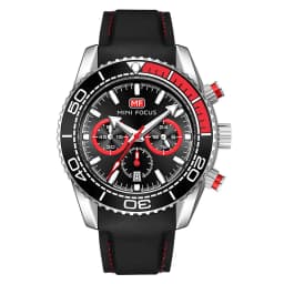 MINI FOCUS Chronograph Quartz Watches for Men Fashion Sport Wristwatch with Auto Date 24-hour Indicator Blue Silicone Strap 0426