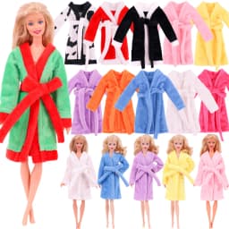 Doll Clothes Bathrobe Mulitcolor Robe Plush Solid/Leopard Dress For 11.8inch 30Cm Accessories Baby Girl's Holiday Gifts