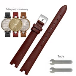 Genuine Leather Watchband 14mm For Garmin Lily Smart Watch Band Strap Silicone and Stainless Steel Belt Sport Bracelet Red White