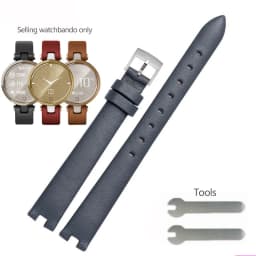 Genuine Leather Watchband 14mm For Garmin Lily Smart Watch Band Strap Silicone and Stainless Steel Belt Sport Bracelet Red White
