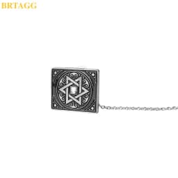 BRTAGG Tallit Clips, Clips for Tallit Prayer Shawl, 3.5cm x 3cm, All Metal, Star of David, 17.5cm Long Chain