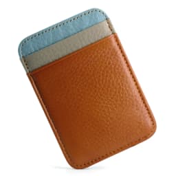 Men's 100% Genuine Leather Mini Wallet - Thin Credit/Bus Card Holder with ID Pocket, Compact Cash Case for Business
