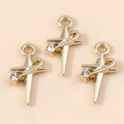 10pcs 8*11mm Exquisite Gold Color Pearl Crystal Polaris Stars Charms for Earrings Necklace Pendant Diy Jewelry Accessories