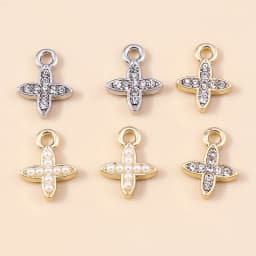 10pcs 8*11mm Exquisite Gold Color Pearl Crystal Polaris Stars Charms for Earrings Necklace Pendant Diy Jewelry Accessories