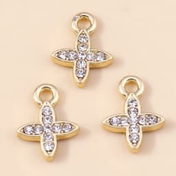 10pcs 8*11mm Exquisite Gold Color Pearl Crystal Polaris Stars Charms for Earrings Necklace Pendant Diy Jewelry Accessories