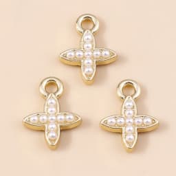 10pcs 8*11mm Exquisite Gold Color Pearl Crystal Polaris Stars Charms for Earrings Necklace Pendant Diy Jewelry Accessories
