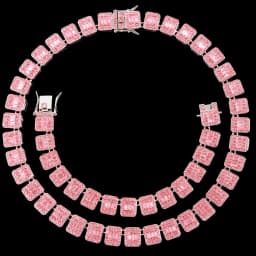 Hip Hop Pink Crystal Cuban Link Chain Necklace for Women Bling Iced Out Silver Color Rhinestone Paved Choker Necklaces Jewelry