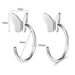 ZEMO 20G 2PCS 999 Sliver Hoop Earring Gold Plated Heart Round Ear Hoop Zircon Opening Huggies Piercings Girls Cute Circle Rings
