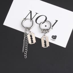 1Pair/2Pcs Blade Chain Tassel Pendant Ear Clip/Buckle Earrings For Women Men Stainless Steel Painless Hip Hop Gothic Pop Jewelry