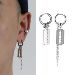 1Pair/2Pcs Blade Chain Tassel Pendant Ear Clip/Buckle Earrings For Women Men Stainless Steel Painless Hip Hop Gothic Pop Jewelry