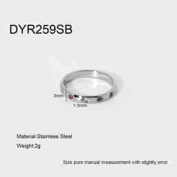 INS Stainless Steel Rainbow Color Cubic Zircon Stone Finger Rings for Women Gold Plated Waterproof Stacker Ring Jewelry Gift