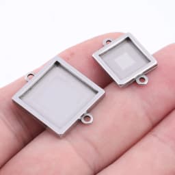 10pcs Stainless Steel 10mm 15mm Square Cabochon Connector Base Settings Diy Bracelet Pendant Bezel Trays For Jewelry Making