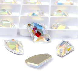 Pubrilex Galactic Shape Sew On Rhinestones Crystal Glass Flatback Chamfered Rhinestone Sewing Strass for Garment Decoration