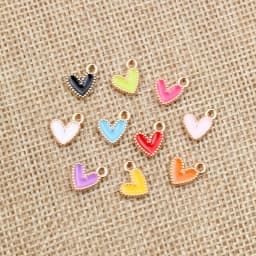 50Pcs 9x10mm Small Colorful Alloy Heart Charms Cute Love Pendants For DIY Bracelet Necklaces Jewelry Making Accessories