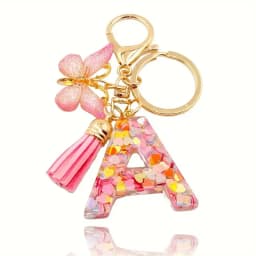 Charms 26 Letter Keychain Butterfly Resin Acrylic leather Tassels key Chain For Women Girl Friend Gift Jewelry DIY Accessories