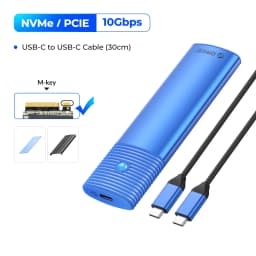 ORICO M2 SSD Enclosure NVMe NGFF 10Gbps PCIe M.2 SSD Case Portable USB C 3.2Gen2 Tool Free External Adapter with Metal Heat Sink