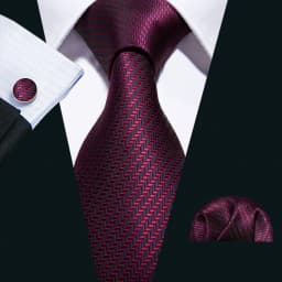 Fashion Men Tie Set Red Burgundy Solid Paisley Striped Plaid Floral Necktie Handkerchief Cufflinks Wedding silk Business