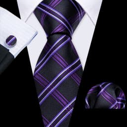 Male Gift Men Tie Set Purple Violet Solid Paisley Striped Wedding Business Tie for Man Necktie Handky Cufflinks Barry.Wang