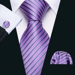 Male Gift Men Tie Set Purple Violet Solid Paisley Striped Wedding Business Tie for Man Necktie Handky Cufflinks Barry.Wang
