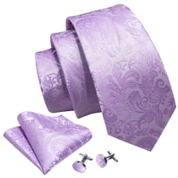 Male Gift Men Tie Set Purple Violet Solid Paisley Striped Wedding Business Tie for Man Necktie Handky Cufflinks Barry.Wang
