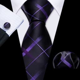 Male Gift Men Tie Set Purple Violet Solid Paisley Striped Wedding Business Tie for Man Necktie Handky Cufflinks Barry.Wang