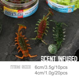 FSTK Bass Carp Artificial Bait Perch Lures Lifelike Alien Bug 1g /3.5g Pike Lure Shrimp Attractant Fish Scent Soft Plastic Lure