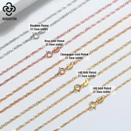 Rinntin 14K Gold 925 Sterling Silver 1.5mm Twisted Singapore Rope Chain Diamond-cut Thin Basic Necklace for Women Jewelry SC02