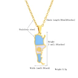 New Argentina Map Flag Pendant Necklace For Women Men Gold Silver Color Stainless Steel Fashion Argentine Jewelry Patriotic Gift