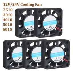 2pcs DC 12V 24V Cooling Fan 2510 3010 4010 5010 6015 Cooler Fan 3D Printer Parts Radiator Extruder Fan Computer CPU Cooling Fan