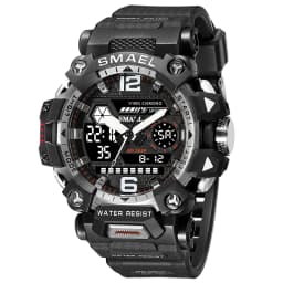 SMAEL Men Watches 50m Waterproof Sports Watch Military Man Sports Watch Digital 8072 Dual Display Watch Quartz Led Digital