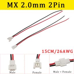 Micro MX 2.0mm Male Female Wire Cable Connector 2 Pin Aerial Docking JST PH 2.0mm Plug Socket Battery Charging Cables 15CM 26AWG