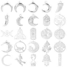 Luna Moon 100% Stainless Steel Charms For Jewelry Making Supplies Curved Month Pendant Silver Color Fashion Charms In Bulk Gifts