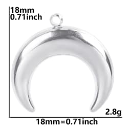 Luna Moon 100% Stainless Steel Charms For Jewelry Making Supplies Curved Month Pendant Silver Color Fashion Charms In Bulk Gifts