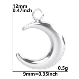 Luna Moon 100% Stainless Steel Charms For Jewelry Making Supplies Curved Month Pendant Silver Color Fashion Charms In Bulk Gifts