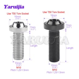 Yaruijia Titanium Bolt M10x10/15/20/25/30/35/40/45/50/60/65mm 1.25/1.5 Pitch Plum Torx T45/T50 Head for Motorcycle Car