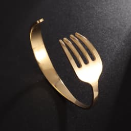 Fashion Design Stainless Steel Curved Tableware Fork Open Bracelet Men and Women Personality Charm Hip Hop Casual Jewelry Gift